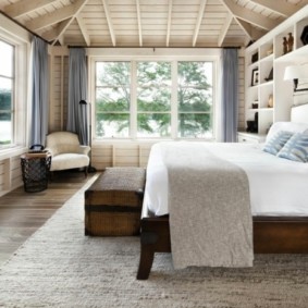 Woolen bedspread on a double bed