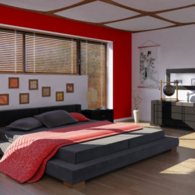 צבע אדום בפנים לחדר שינה בסגנון סיני