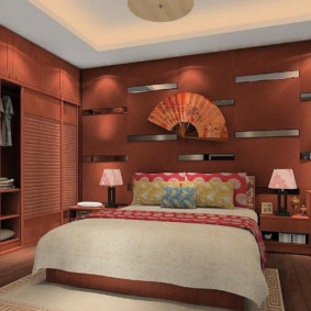 מאוורר על קיר חדר השינה בסגנון סיני