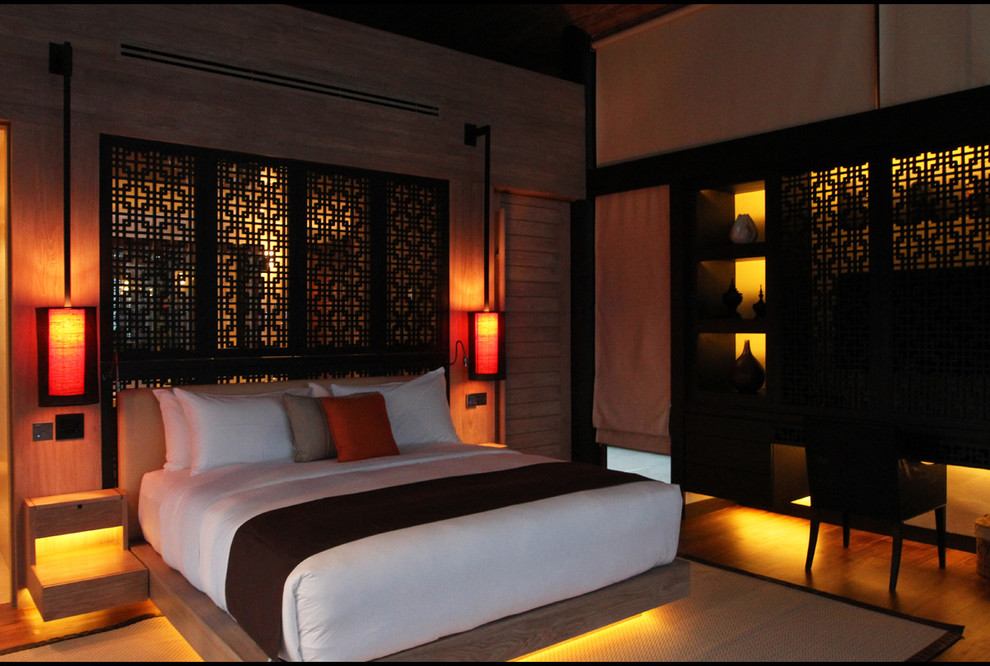 Wnętrze sypialni według pomysłów fotograficznych feng shui