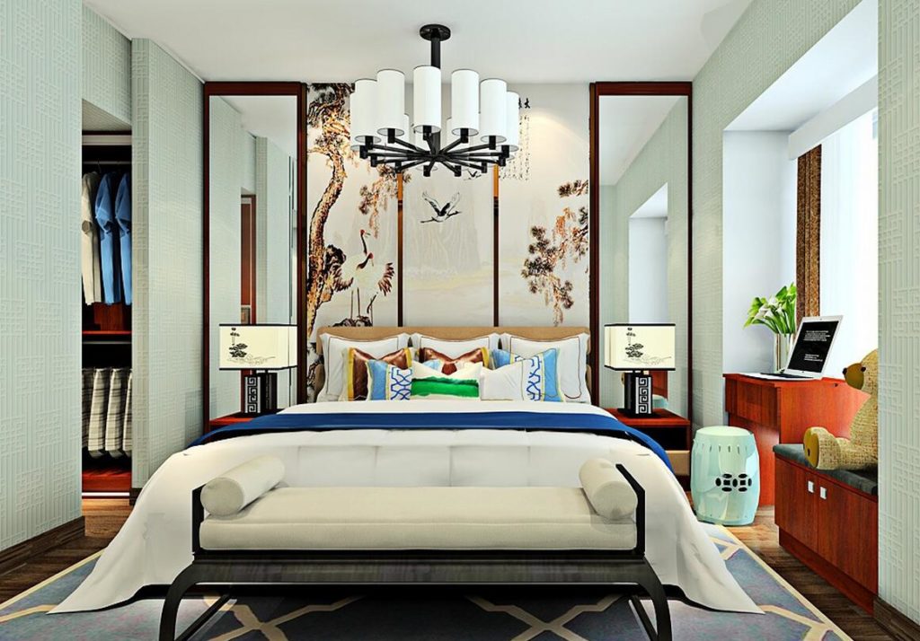 Interiér ložnice feng shui fotografické dekorace