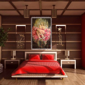 interno della camera da letto dalla foto di disegno di feng shui