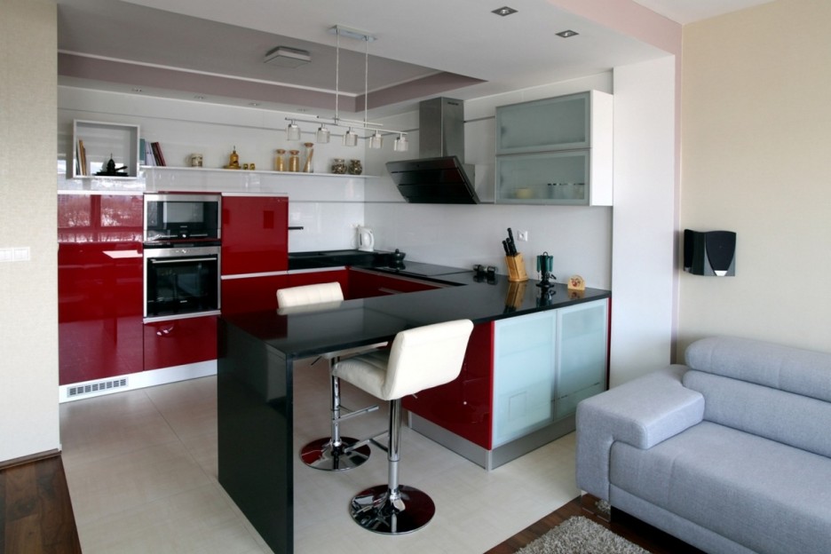 malá kuchyňa obývacia izba dizajn fotografie