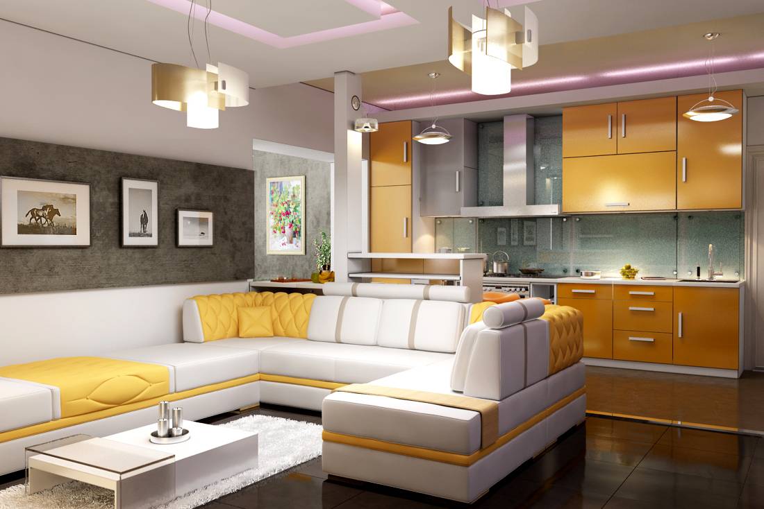 idee di design soggiorno cucina piccola