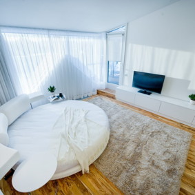 شقة استوديو مع سرير وصورة تصميم أريكة