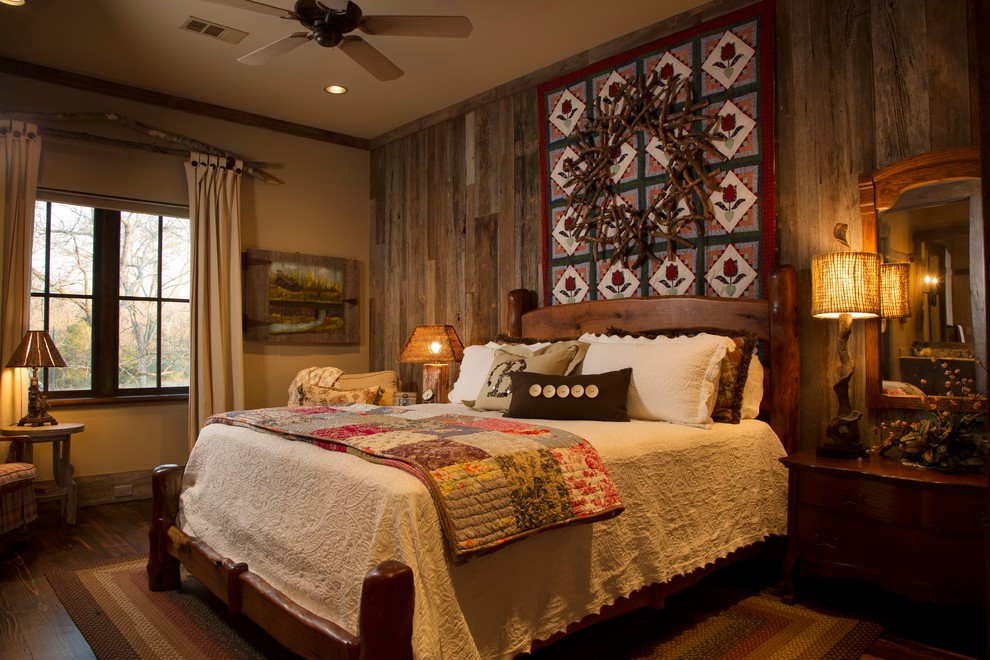 Light bedspread in a country bedroom bed