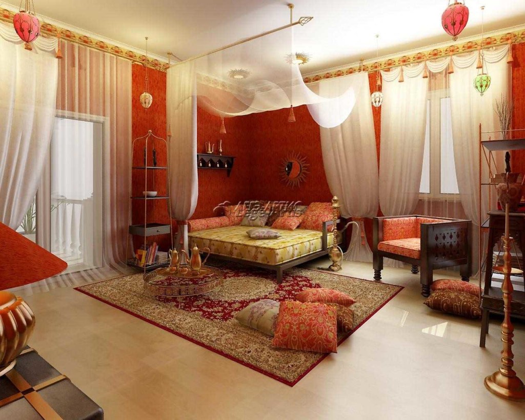 البساط الفارسي الوسائد في غرفة النوم