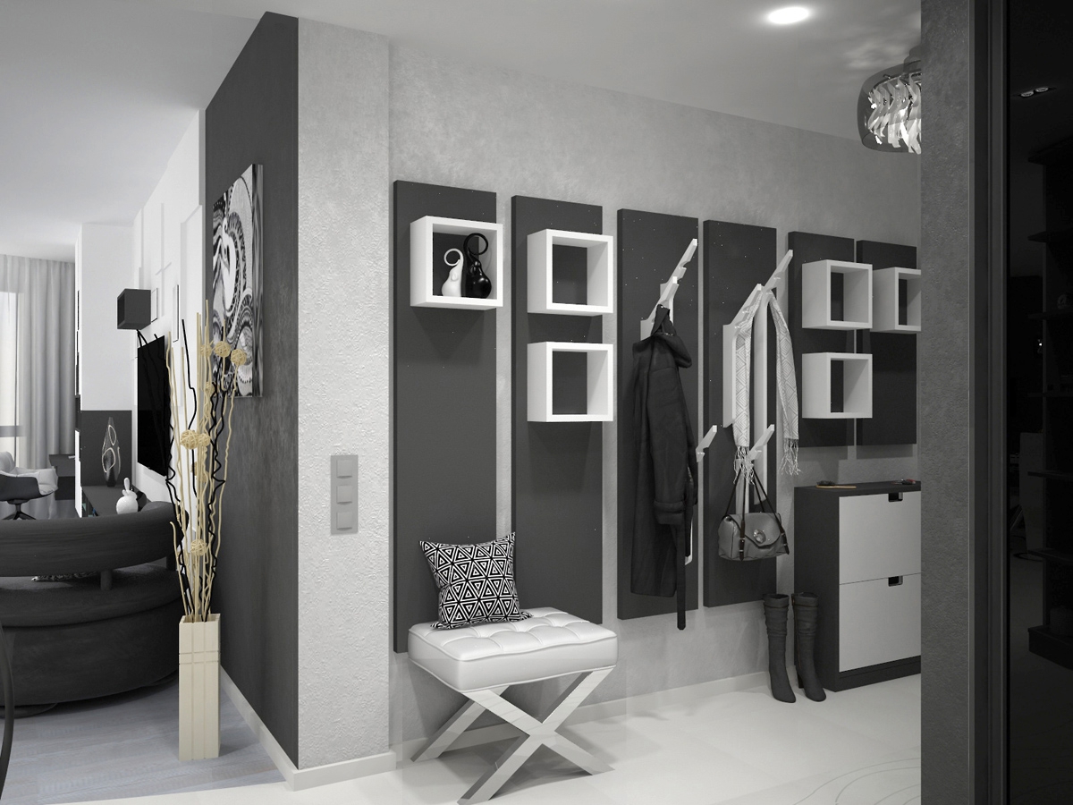 gray hallway design