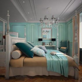 פנים חדר שינה בצבע טורקיז