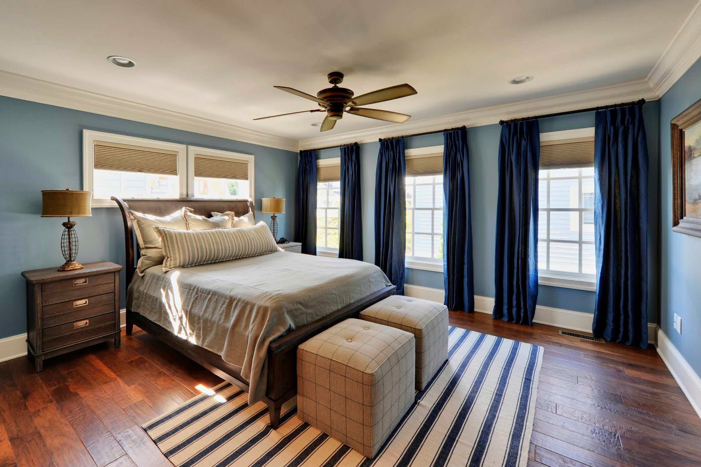 slaapkamer in blauwe designideeën
