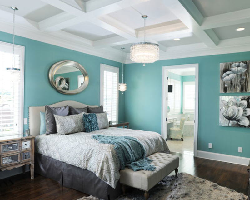 thiết kế phòng ngủ màu xanh