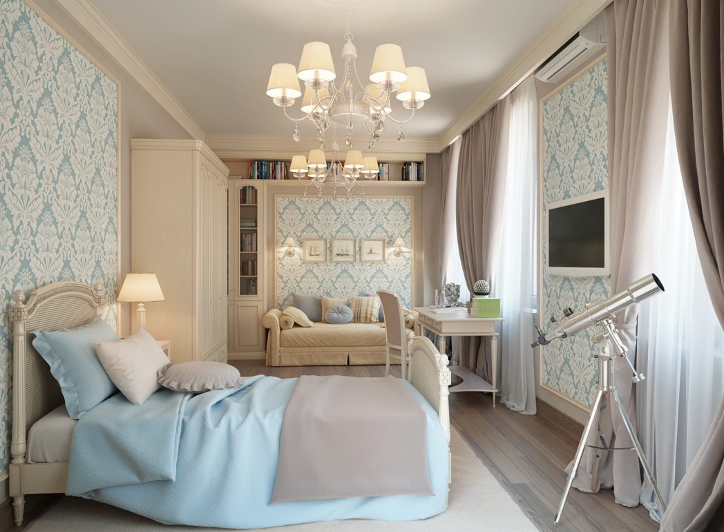 dekorasi foto bilik tidur biru