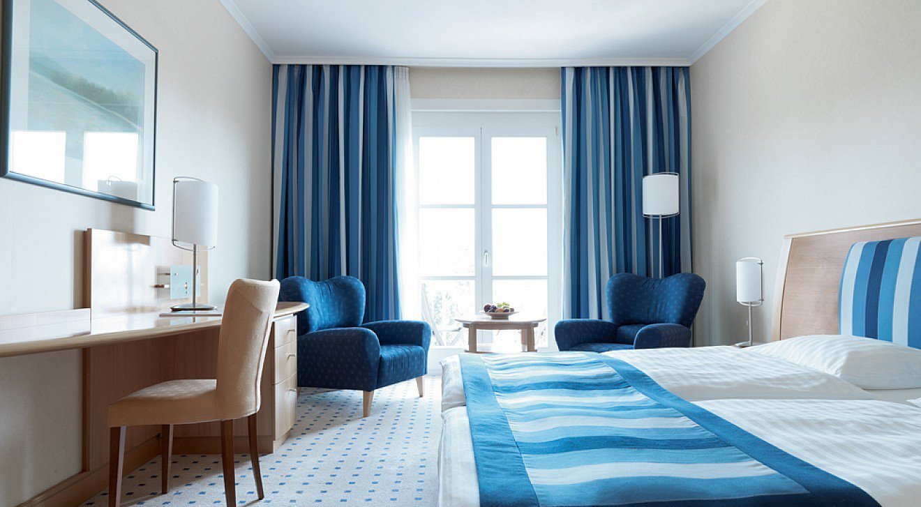 Schlafzimmer in blau Foto Interieur