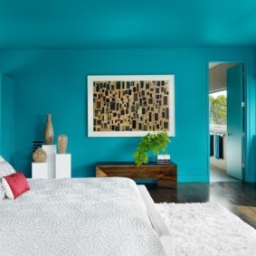 modrá ložnice fotografické dekorace