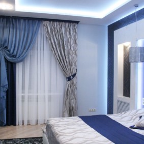 bilik tidur dalam idea reka bentuk biru