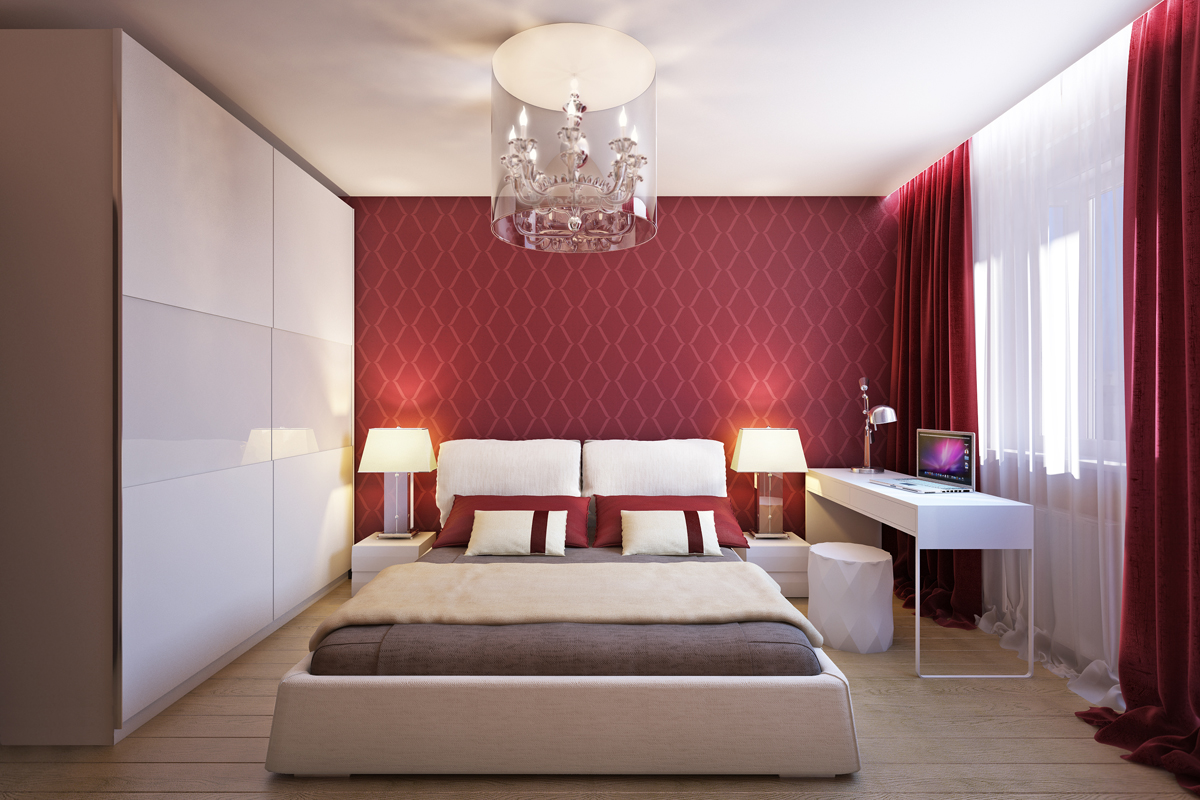 idei de design de dormitor roșu