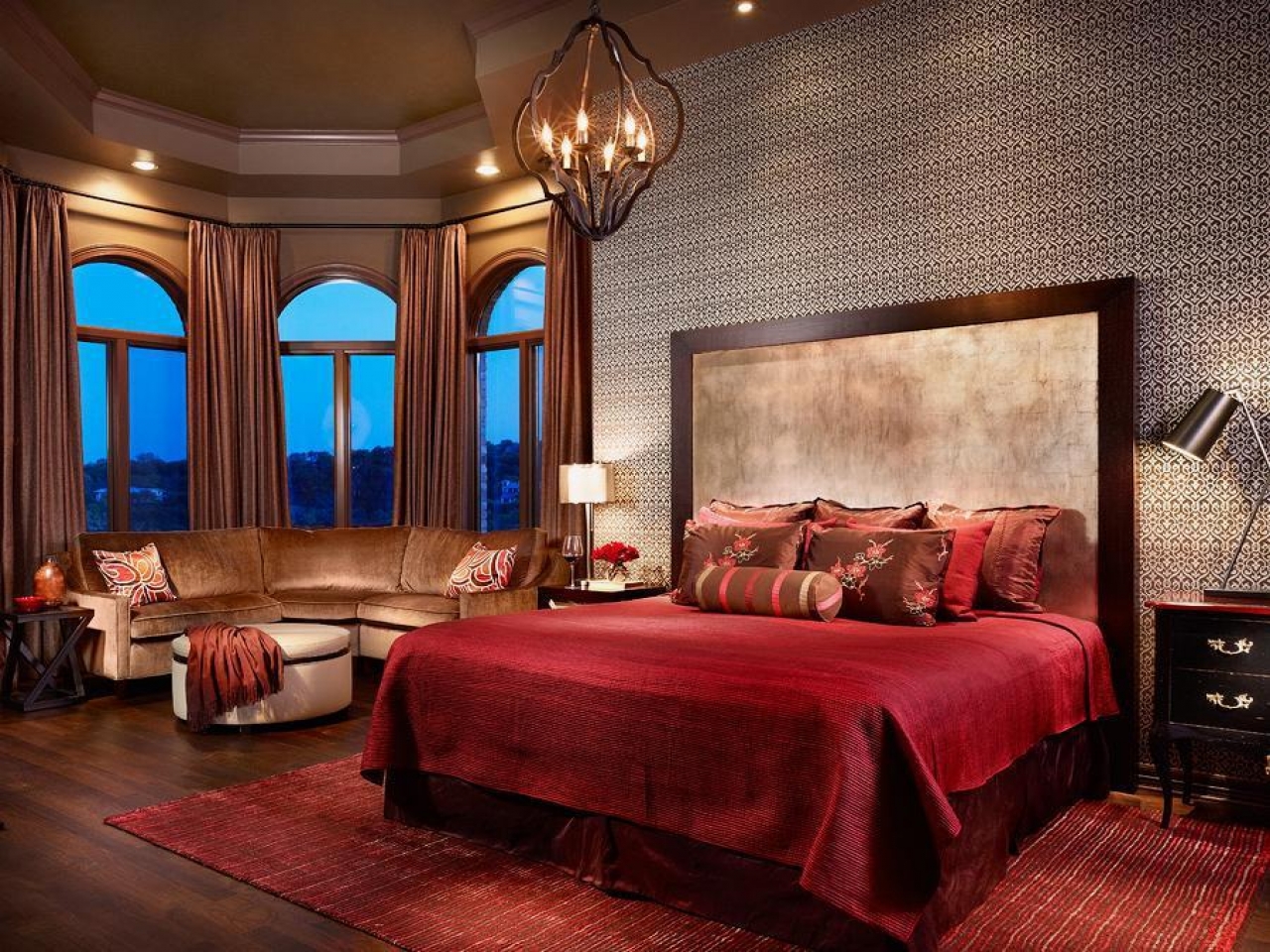 تصميم غرفة النوم الحمراء