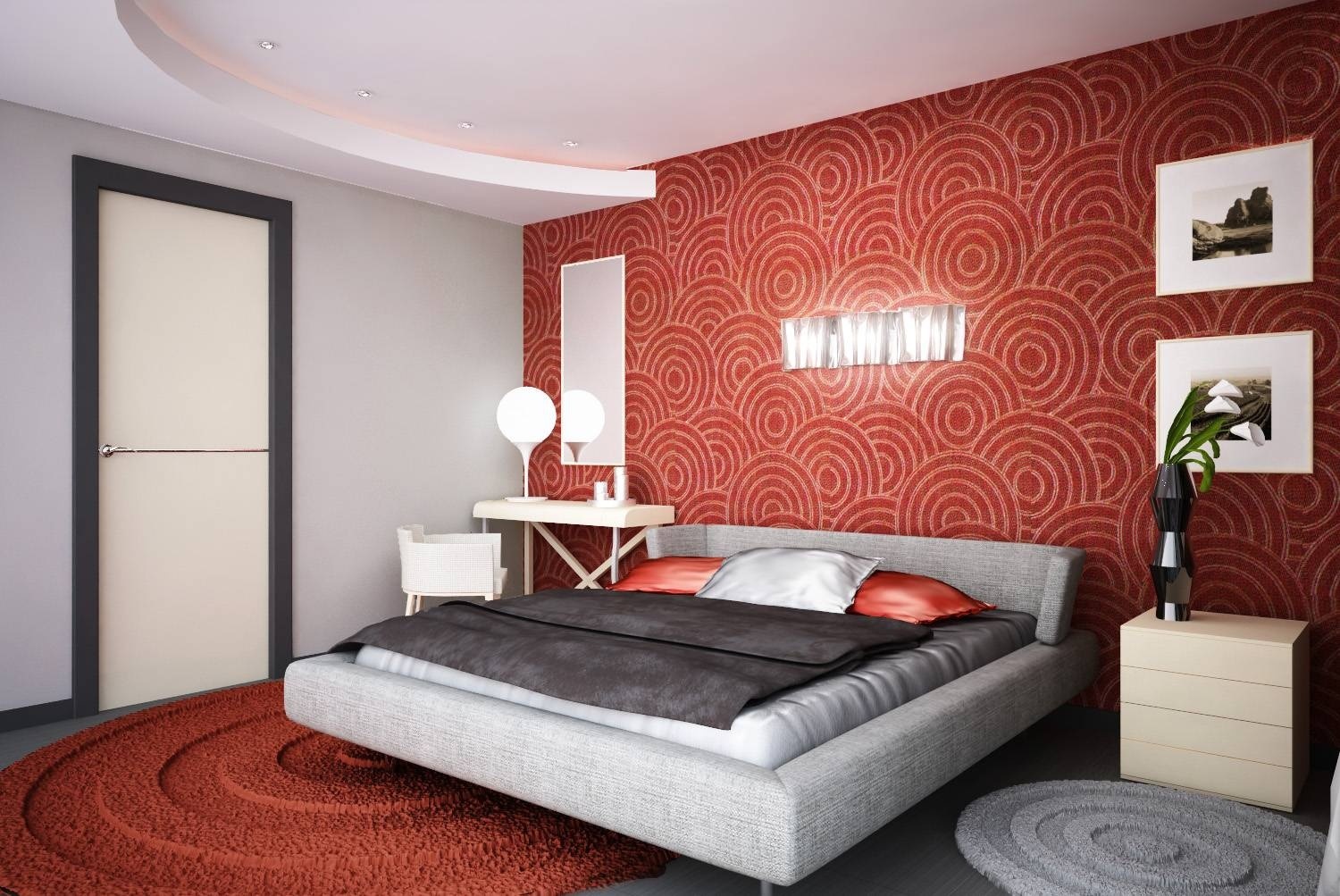 أفكار ديكور غرفة النوم الحمراء