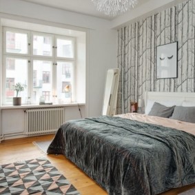 Skandinaviško miegamojo dekoro nuotrauka