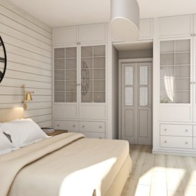 Skandinavisches Schlafzimmerdesignfoto