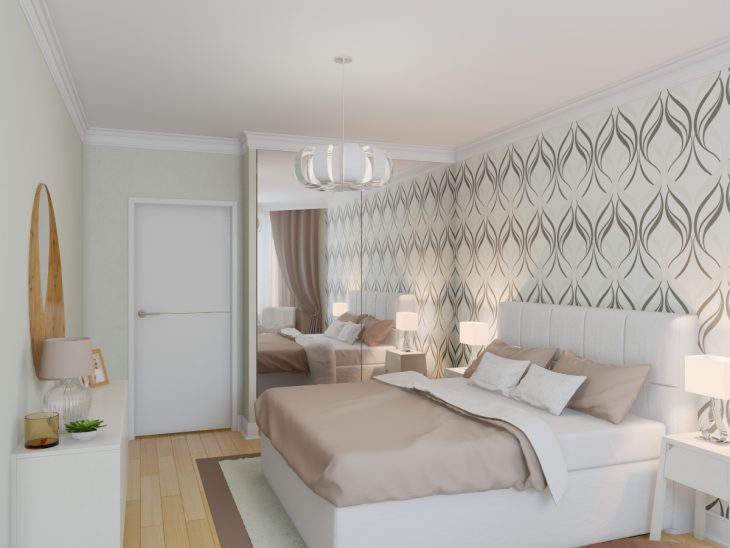 Skandināvu stila guļamistabas foto rotājums