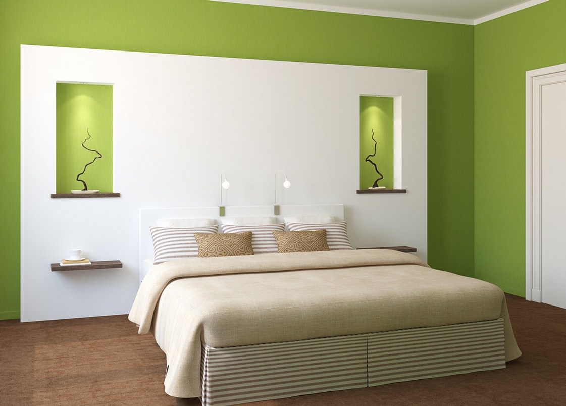 idei de design de dormitor verde