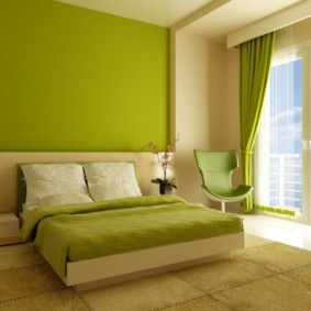 غرفة نوم خضراء التصميم الداخلي