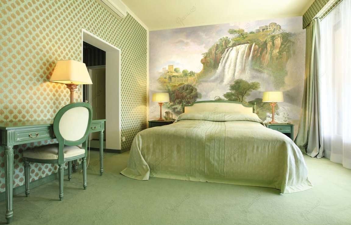 interior dormitor verde