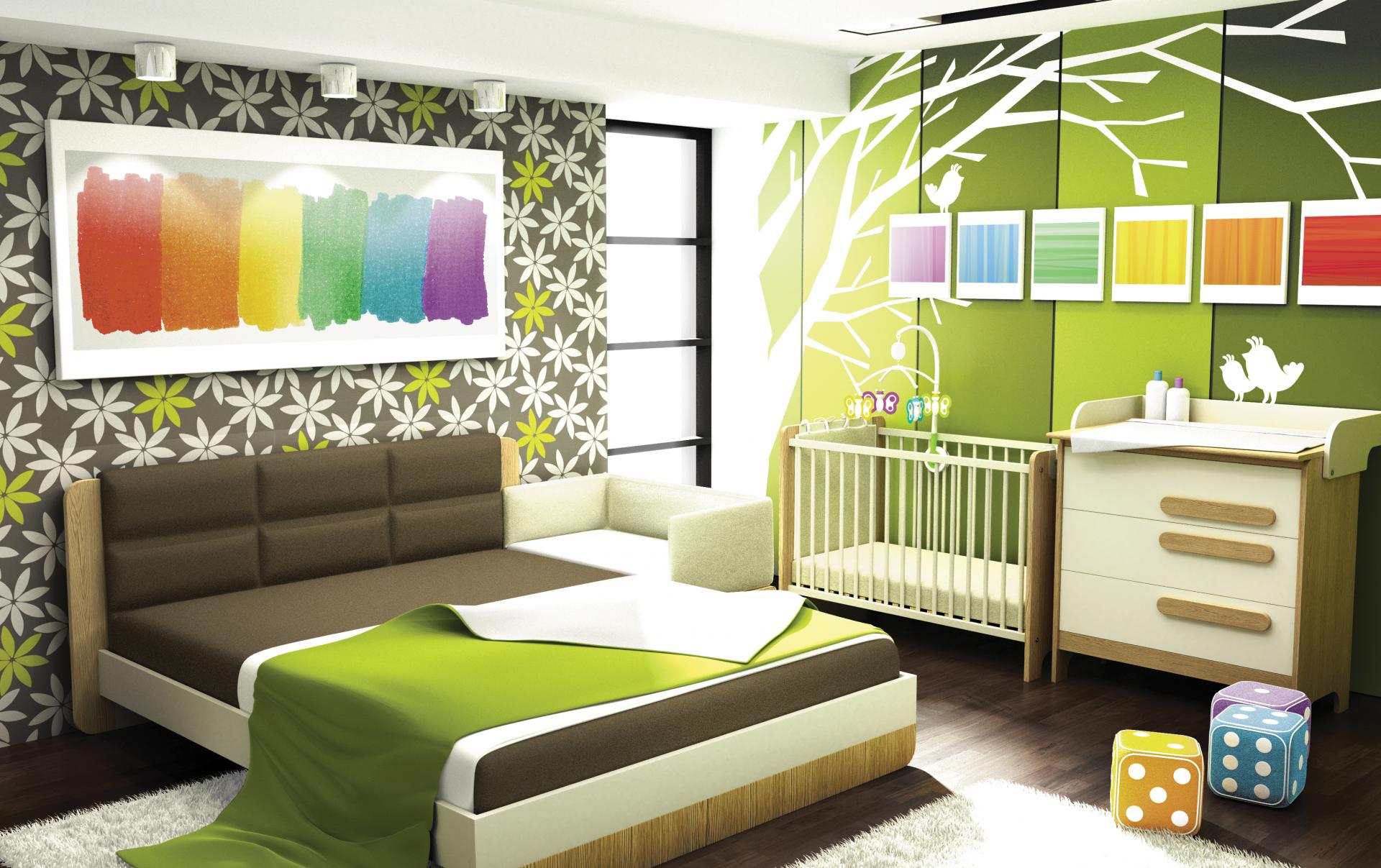 غرفة نوم وغرفة للأطفال في نفس الأفكار تصميم الغرفة