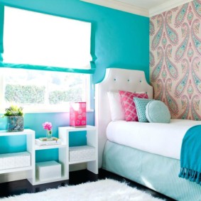 נוף לחדר שינה בצבע טורקיז