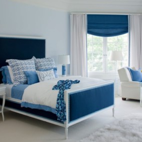 sininen makuuhuonevalokuvien sisustus