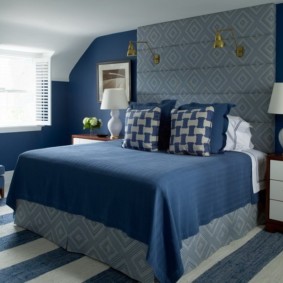 mėlynos spalvos miegamojo nuotraukos dizainas