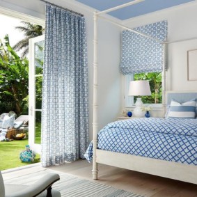 ห้องนอนในแนวคิดภาพสีฟ้า