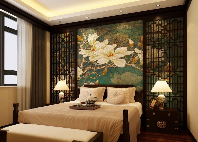 פנים חדר שינה קטן בסגנון סיני
