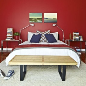 sarkans guļamistabas foto dekors