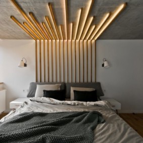 Skandināvu stila guļamistabas foto rotājums