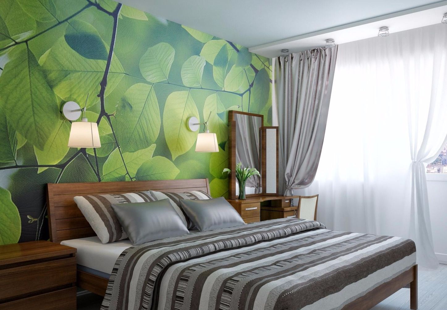 ý tưởng trang trí phòng ngủ xanh