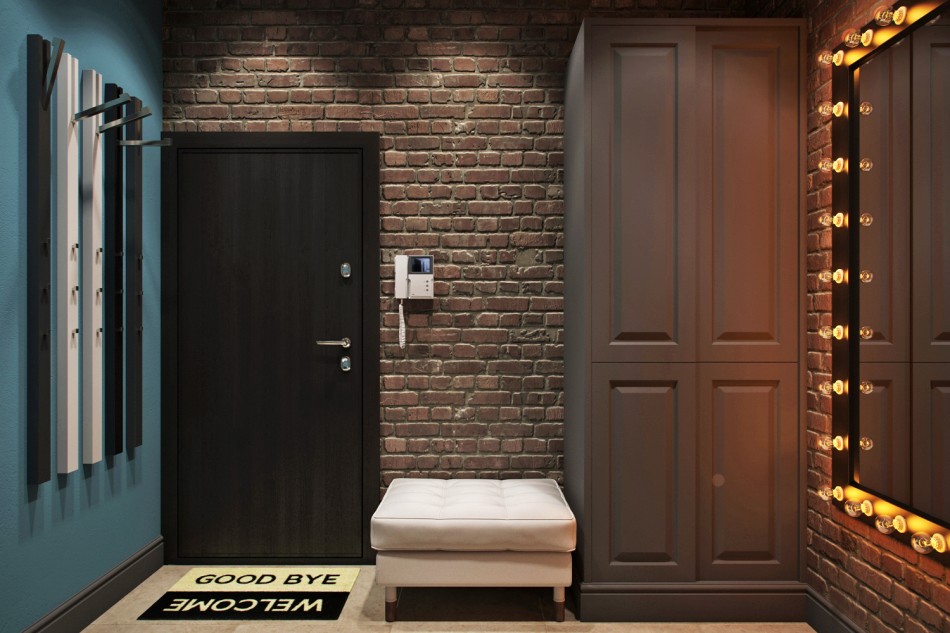 hallway design with dark loft doors
