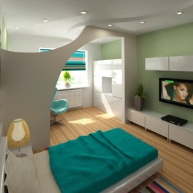 تصميم غرفة المعيشة غرفة نوم 16 متر مربع أفكار الديكور