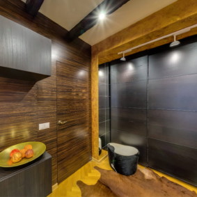 ديكور الحمام مع ألواح خشبية