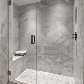 Gray tiles in the shower