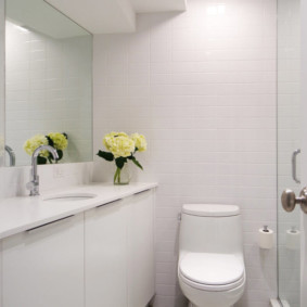 Đồ nội thất màu trắng trong phòng tắm có nhà vệ sinh