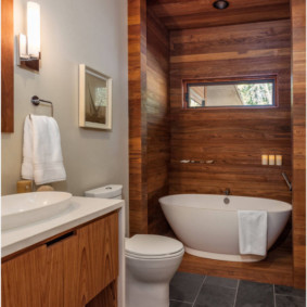 Phòng tắm hoàn thiện gỗ