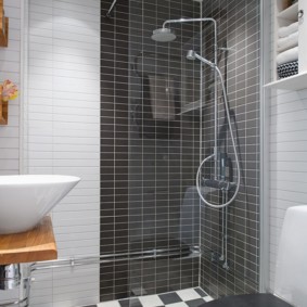Gray tiles in the shower