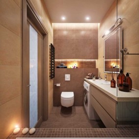 Brūns vannas istabas dizainā