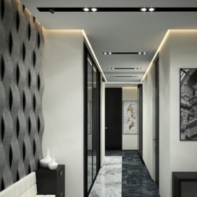 Corridor design in gray colors.