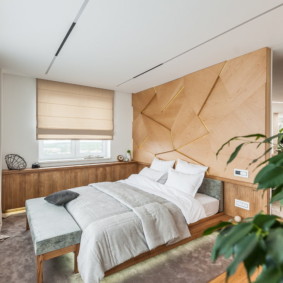 ديكور خشبي بألواح الحائط في غرفة النوم