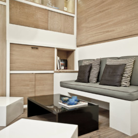 Cabinet furniture in an apartment with high ceilings