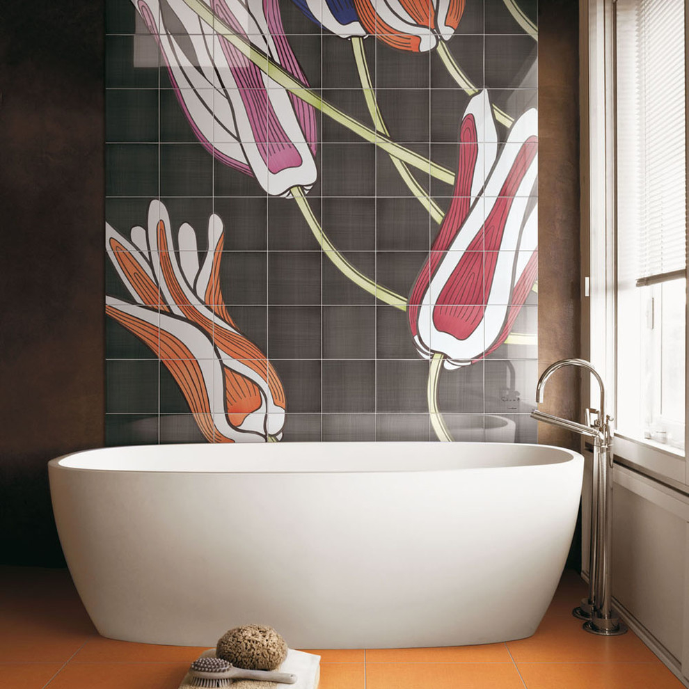 Bảng gốm đẹp trên bồn tắm acrylic