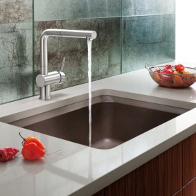 sink for kitchen made of artificial stone photo decor
